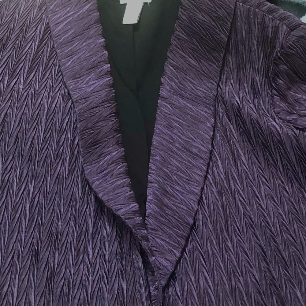Chico’s Eggplant Purple Crinkle Fabric Blazer Jacket size 1 (8) - Picture 5 of 6